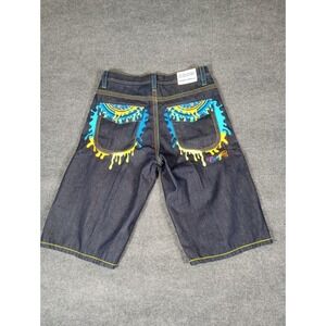 COOGI Designer Blue Denim Jean Jorts Size 38W Embroidery Casual shorts